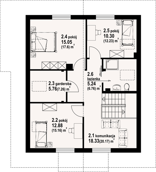 Poddasze projektu Grochowice 7dw