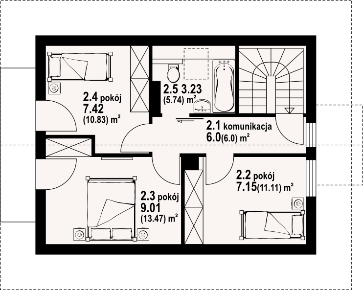 Poddasze projektu Trzebowo dw 9