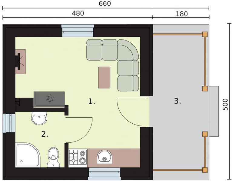 Parter projektu Amadora dom letniskowy na zgłoszenie do 35m2