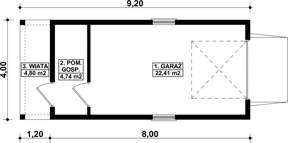 Parter projektu G15 - Budynek garażowo - gospodarczy