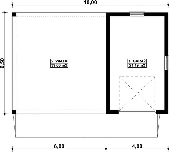 Parter projektu G21 - Budynek garażowy z wiatą