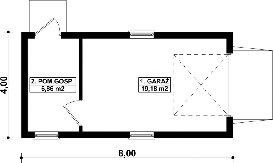 Parter projektu G37 - Budynek garażowo - gospodarczy