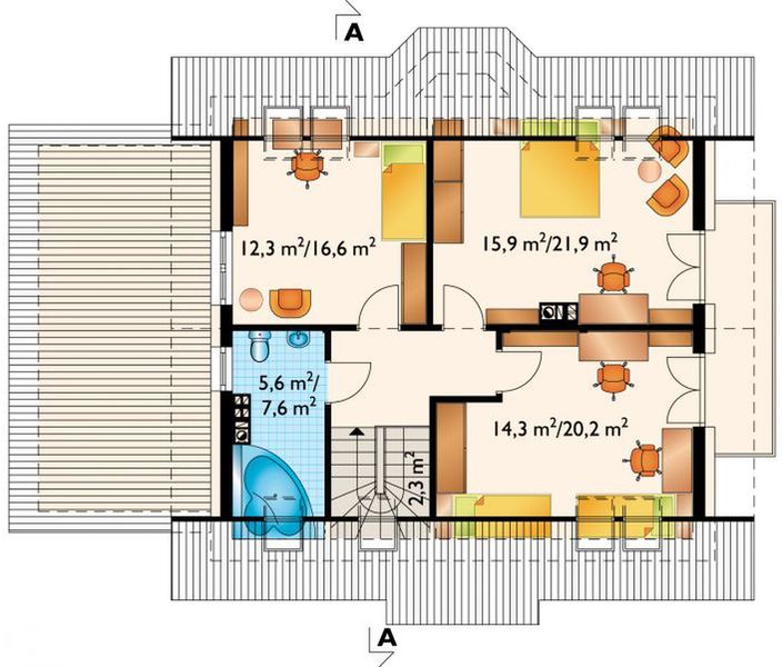 Poddasze projektu Figa - murowana – beton komórkowy