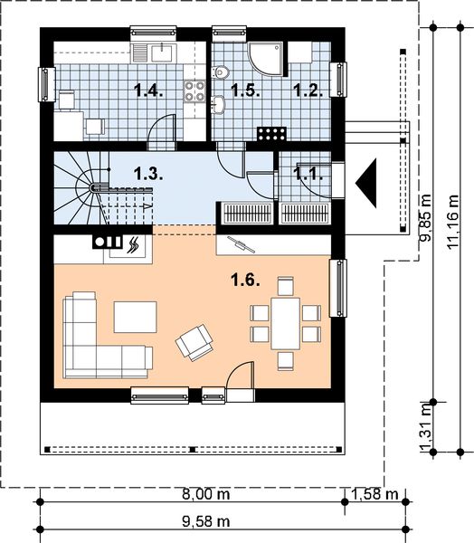 Parter projektu L-25 Dom tradycyjny