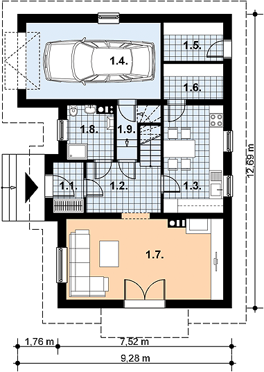 Parter projektu L-49 Dom tradycyjny