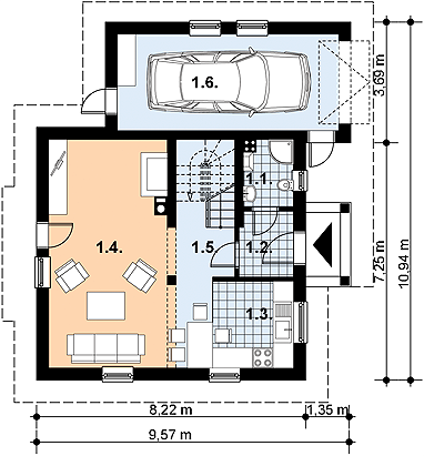 Parter projektu L-55 Dom tradycyjny