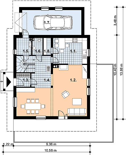 Parter projektu L-66 Dom tradycyjny