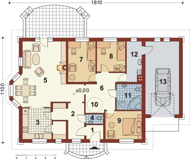 Parter projektu Sasza Plus z garażem