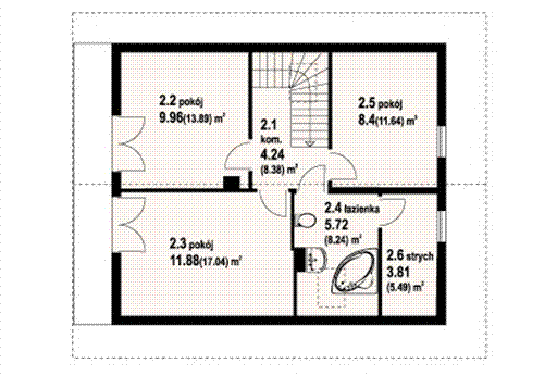 Poddasze projektu Bartne drewniane 67