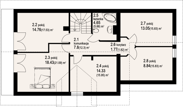 Poddasze projektu osiek wąski 14