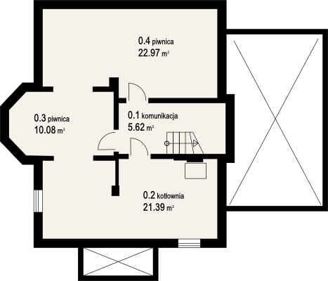 Piwnica projektu wnękowo + garaż 67