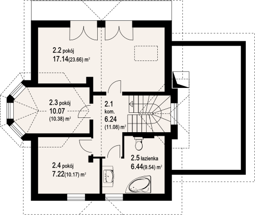 Poddasze projektu wnękowo + garaż 67