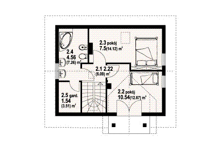 Poddasze projektu Grabie małe drewniane