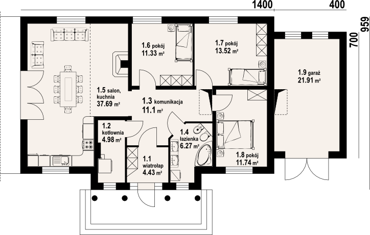 Parter projektu chmielów + garaż