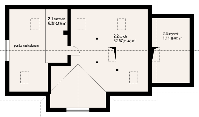 Poddasze projektu chmielów + garaż