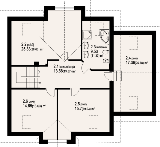Poddasze projektu jastrowie bliźniak