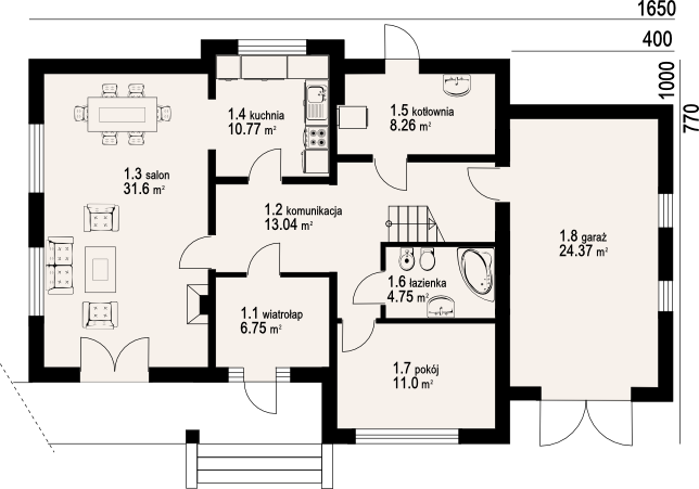 Parter projektu sławków + garaż