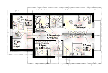 Poddasze projektu Osiek wąski 22
