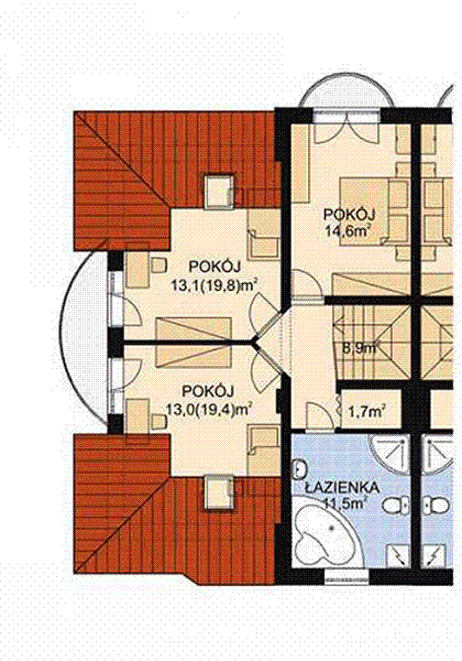 Projekt domu APS 024 - rzut poddasza, dom liczy 4 pokoje, 2 łazienki i wc