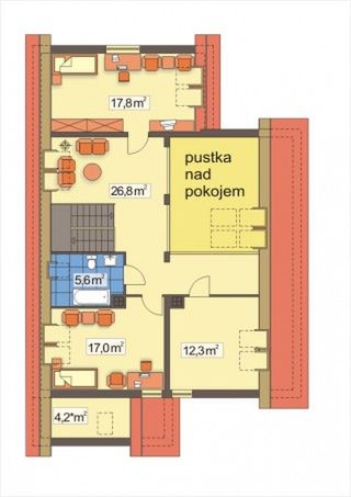 Poddasze projektu BOROMIR wariant A z antresolą i garażem