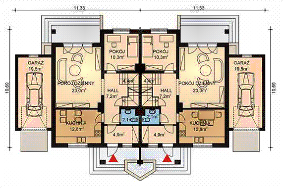 Projekt domu APS 066 - rzut parteru, dom liczy 4 pokoje, 2 łazienki i wc
