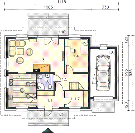Parter projektu AKACJA II bliźniak D z podwójnym gar. segm.