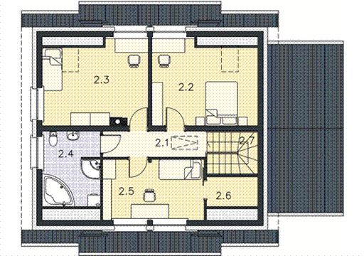 Poddasze projektu AKACJA II bliźniak D z podwójnym gar. segm.