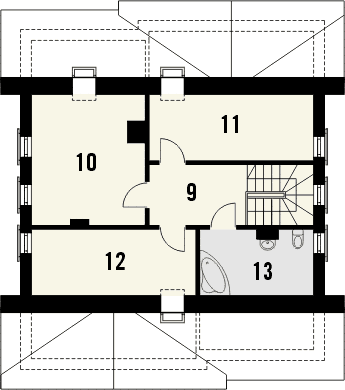 Poddasze projektu Finezja z garażem 1 stanowiskowym