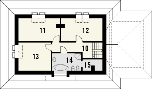 Poddasze projektu Amaretto z garażem 2 stanowiskowym