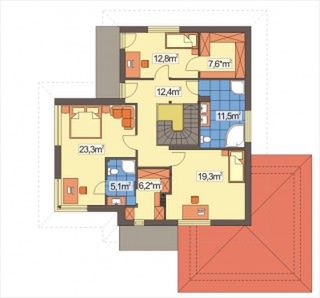 Poddasze projektu ALEKSANDRA MODERN wariant B poszerzona(duplikat)