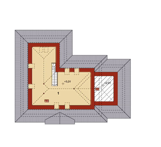 Poddasze projektu PEGAZ wersja z garażem