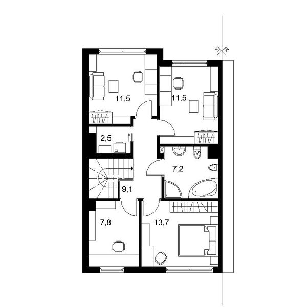 Piętro 1 projektu Dom Jaśminowy 1