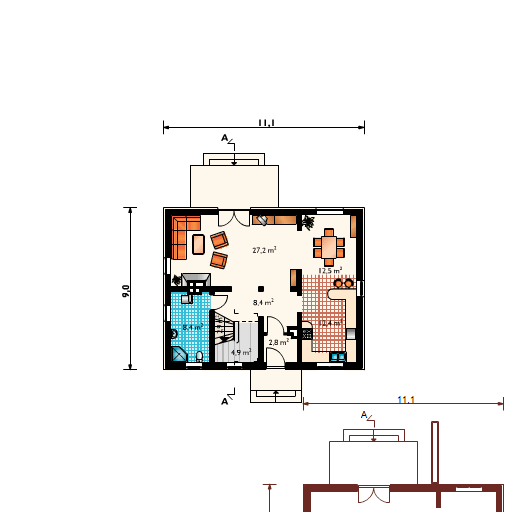 Parter projektu Jędrzej - murowana – beton komórkowy