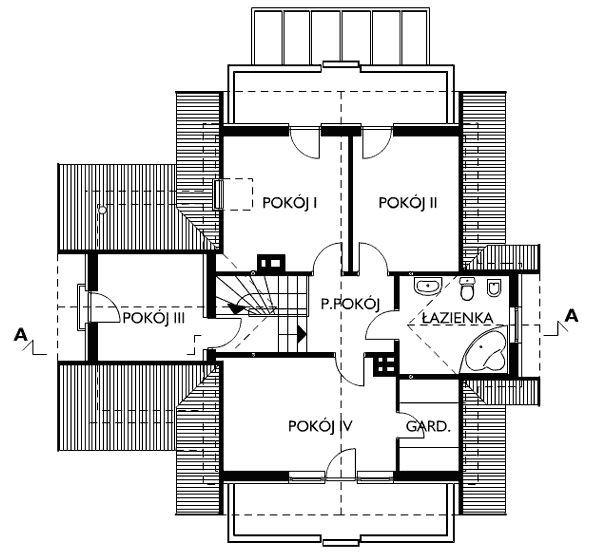 Poddasze projektu KOLIBA Z ORANŻERIĄ