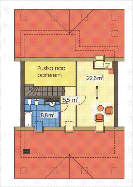 Poddasze projektu CUBA A bez garażu