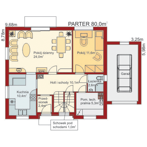 Parter projektu Domek Ciepły z garażem