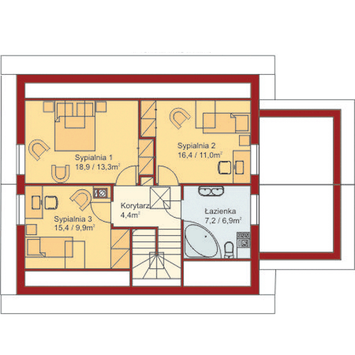 Poddasze projektu Domek Ciepły z garażem