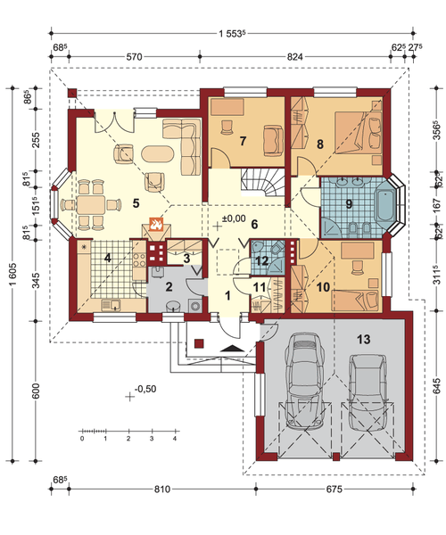 Parter projektu Cis 02 P z poddaszem użytkowym