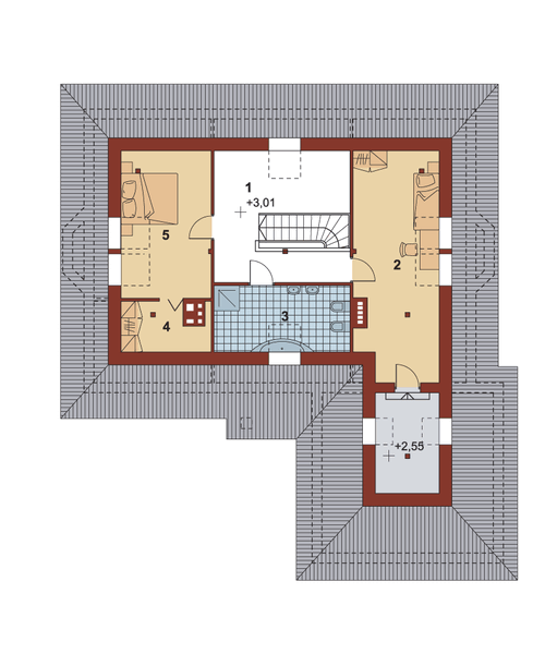 Poddasze projektu Cis 02 P z poddaszem użytkowym