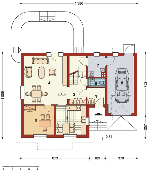Parter projektu Strumyk z garażem