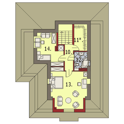 Poddasze projektu Łucja z garażem