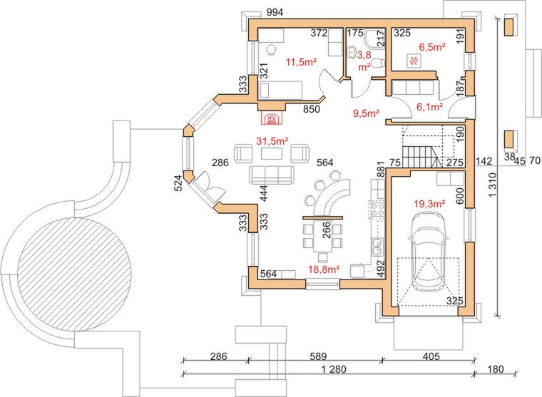 Parter projektu Dom przy Pastelowej - stary II