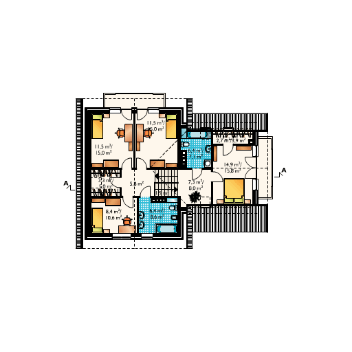 Poddasze projektu Jutrzenka - murowana - ceramika