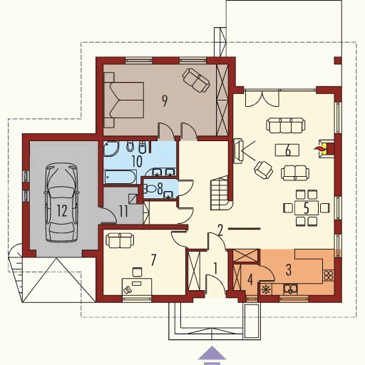 Projekt domu DO USUNIĘCIA Dąbrówka (G1) - rzut parteru, dom liczy 0 pokoje, 0 łazienki i wc