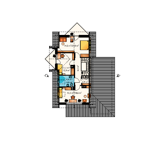 Poddasze projektu Tukan Midi - murowana - beton komórkowy
