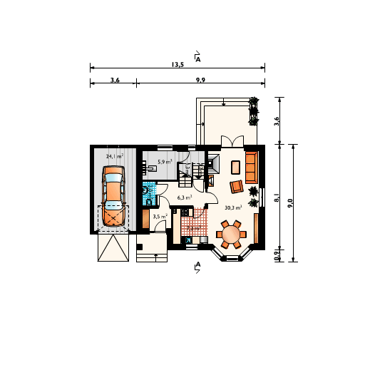 Parter projektu Calineczka-2 Duo - murowana - ceramika