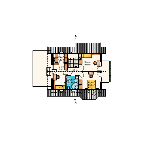 Poddasze projektu Calineczka-2 Duo - murowana - ceramika