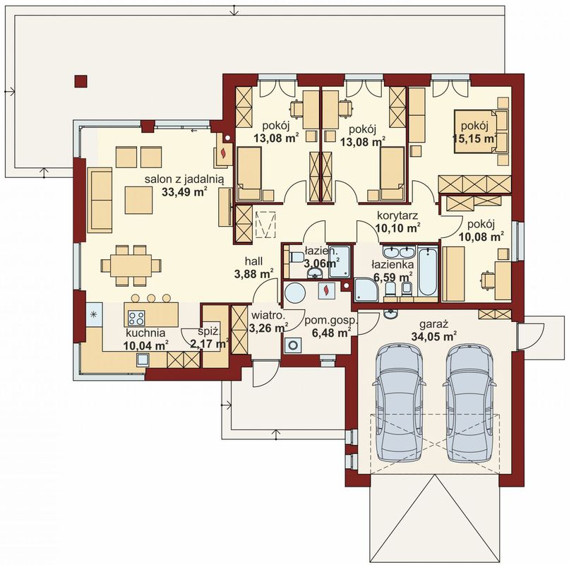 Projekt Domu Domena 136 B 130,41 M² - Koszt Budowy - EXTRADOM