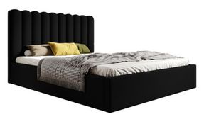 SELSEY Łóżko tapicerowane Motoba 160x200 cm z pojemnikiem czarne welur stelaż drewniany