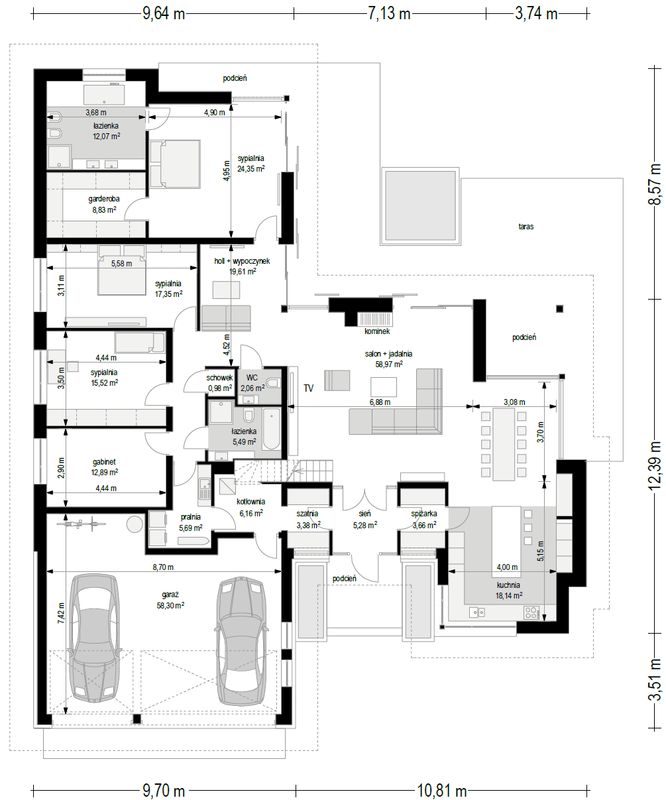 Projekt Domu Wyjątkowy Wariant B 221,06 M² - Koszt Budowy - EXTRADOM